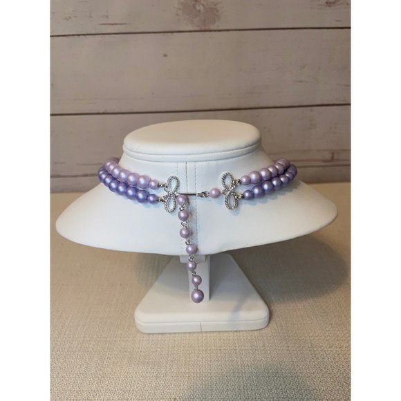 Vtg 1950's Purple Beaded Necklace - Picture 4 of 6